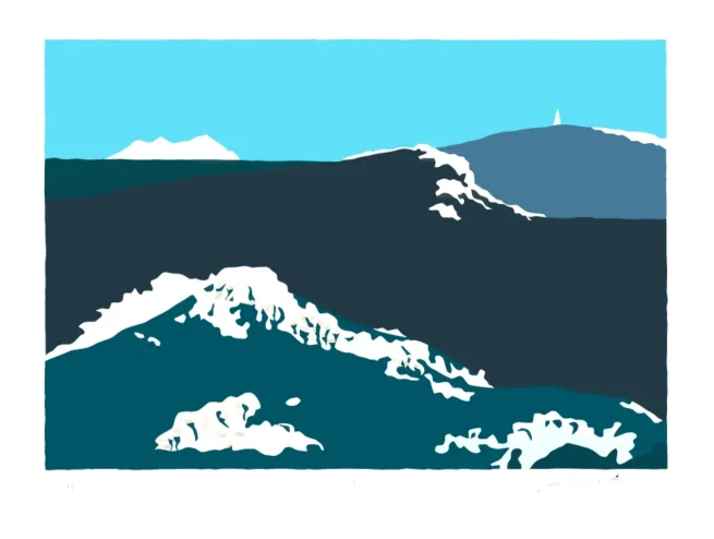 Southern Ocean Wave artwork from the Volvo Ocean Race 2001-2002, featuring dramatic ocean waves under a clear blue sky