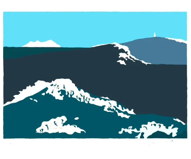 Southern Ocean Wave artwork from the Volvo Ocean Race 2001-2002, featuring dramatic ocean waves under a clear blue sky